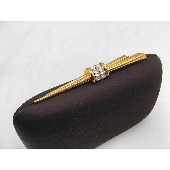 Vintage Rodo Italy Brown Satin Evening Clutch Purse w/Chain Strap - Picture 4 of 8